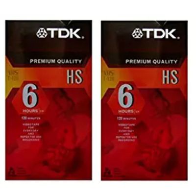 TDK Premium Quality VHS Blank Video Tape, 6 Hours Ep, T-120 for Everyday Video Play or Repeated Use Recording Two-pack