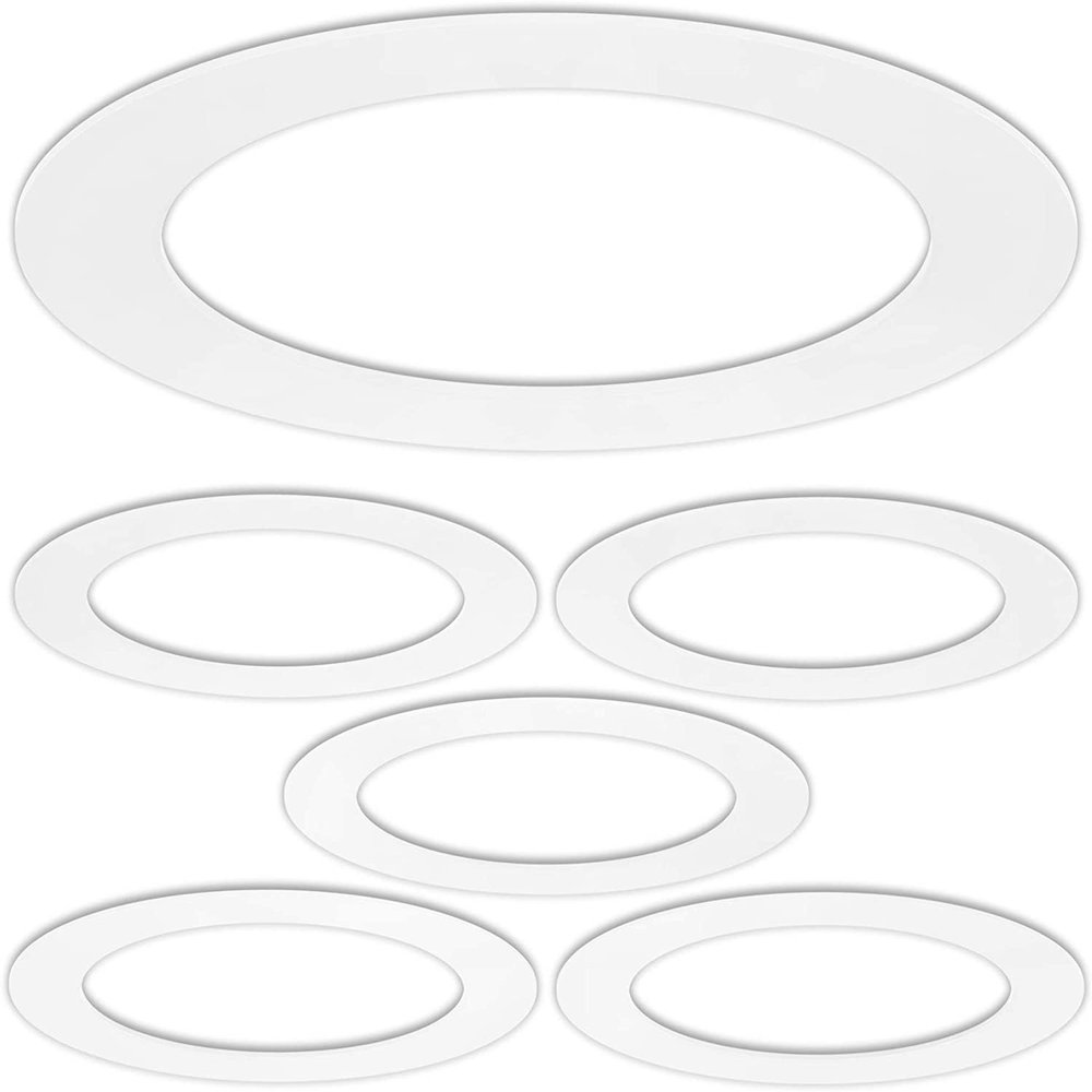 5 Pack Gloss White Goof Trim Ring for 6" Inch Recessed Can Lighting Down Light, Outer Diameter 8 Inches