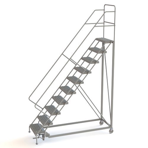 Tri-Arc UKDEC110242 U-Design Configurable 10-Step Forward Descent Incline Rolling Ladder with 24" Wide Grip Strut Tread