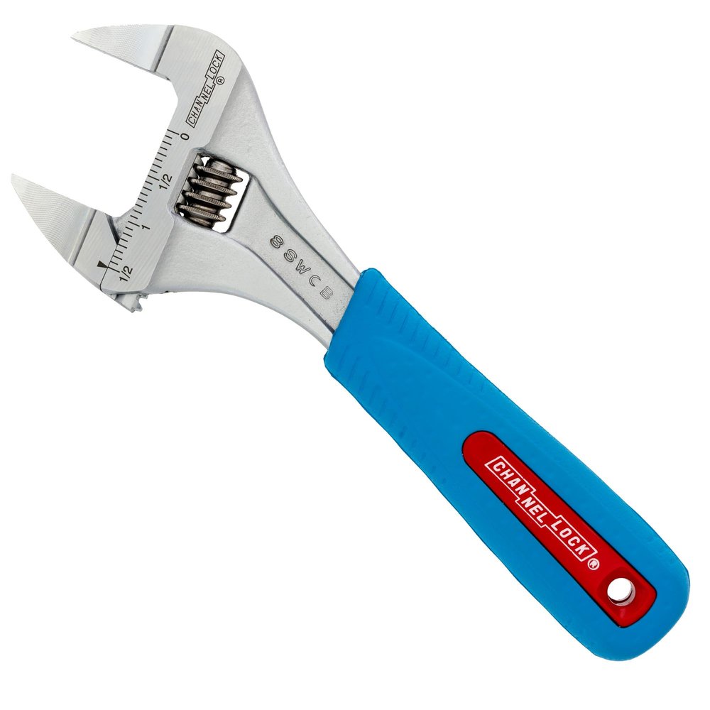 Channellock Adjustable Wrench 8SWCB Code Blue WideAzz Slim Jaw - Precise Grip, Wide Mouth - 8 In