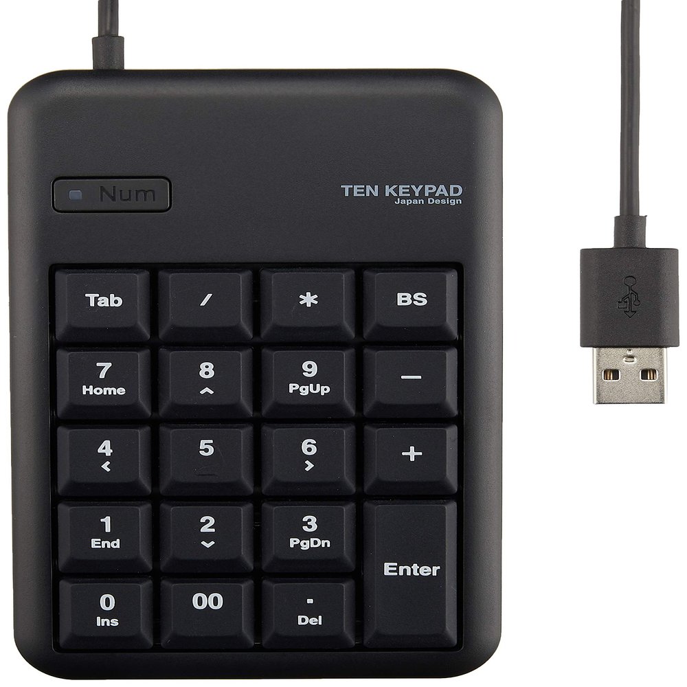 Elecom Wired 10-Key Board Small Membrane Heavy Duty USB Hub with TK tcm014 Series , blk