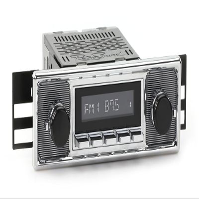 Retro Manufacturing HC-308-509-40-80 Hermosa Direct-Fit Radio for Classic Vehicle (Chrome Face and Chrome Buttons and Pinstripe/Chrome Faceplate)
