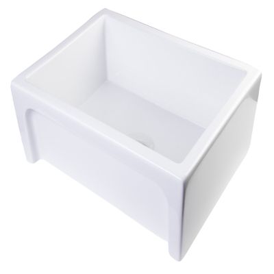 ALFI brand AB2418ARCH-W Arched Apron Thick Wall Fireclay Single Bowl Farm Sink, 24", White