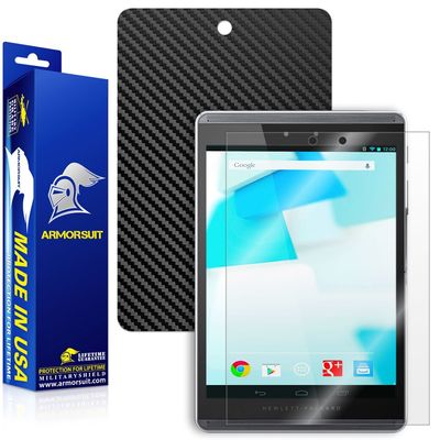 ArmorSuit MilitaryShield Black Carbon Fiber Skin Wrap Film + HD Clear Screen Protector for HP Pro Slate 8 - Anti-Bubble Film