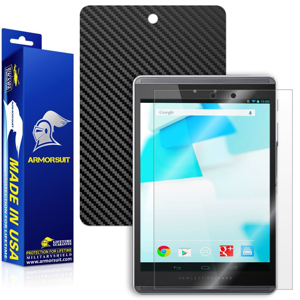 ArmorSuit MilitaryShield Black Carbon Fiber Skin Wrap Film + HD Clear Screen Protector for HP Pro Slate 8 - Anti-Bubble Film
