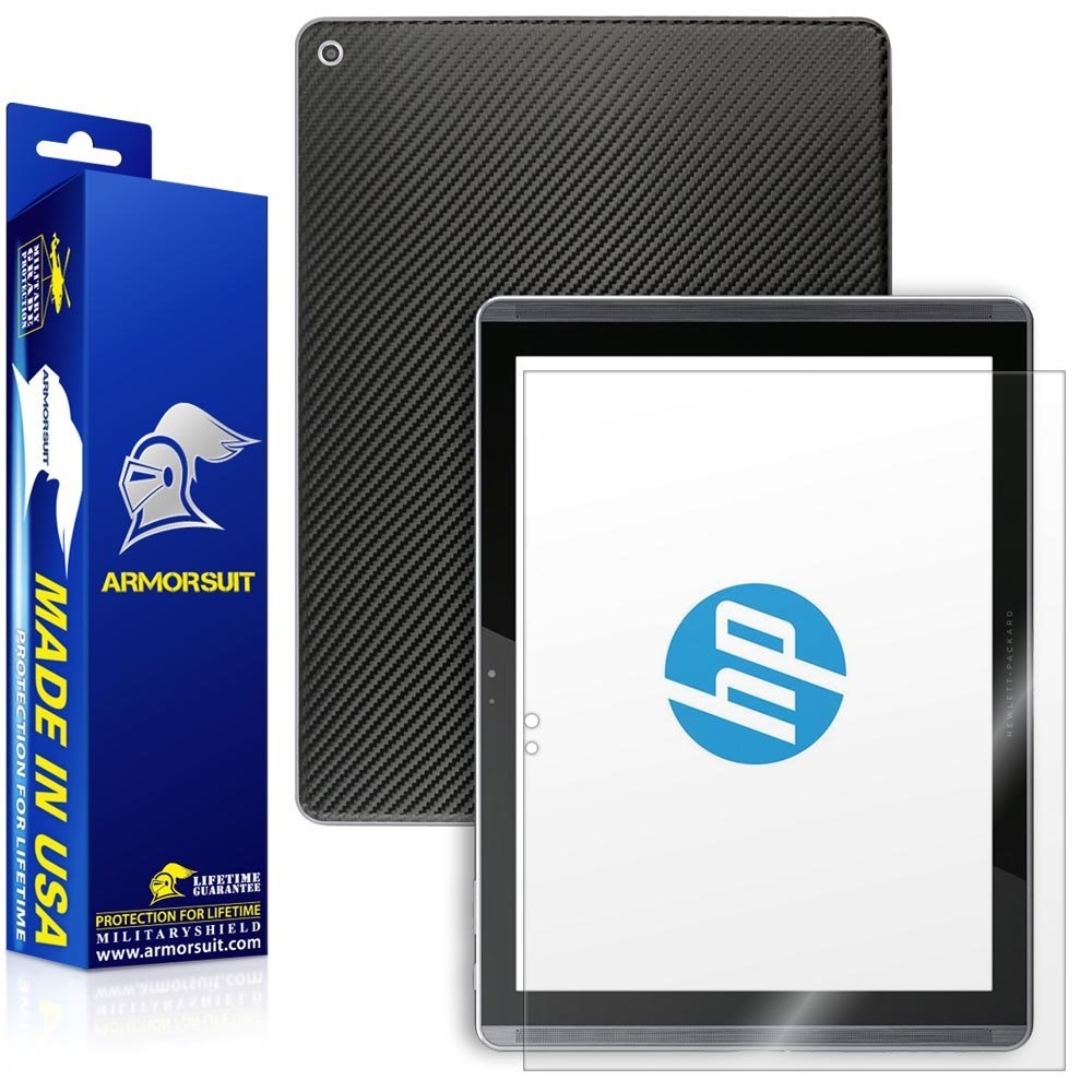 ArmorSuit MilitaryShield Black Carbon Fiber Skin Wrap Film + HD Clear Screen Protector for HP Pro Slate 12 - Anti-Bubble Film