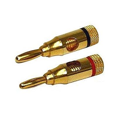 Banana Plug Connector 2 Pack Pair Gold Compression 1 Pair Speaker Compression Connector 2-Pack Black Red Connector Gold Plate 18 to 12 AWG Wire Pair Speaker Jack