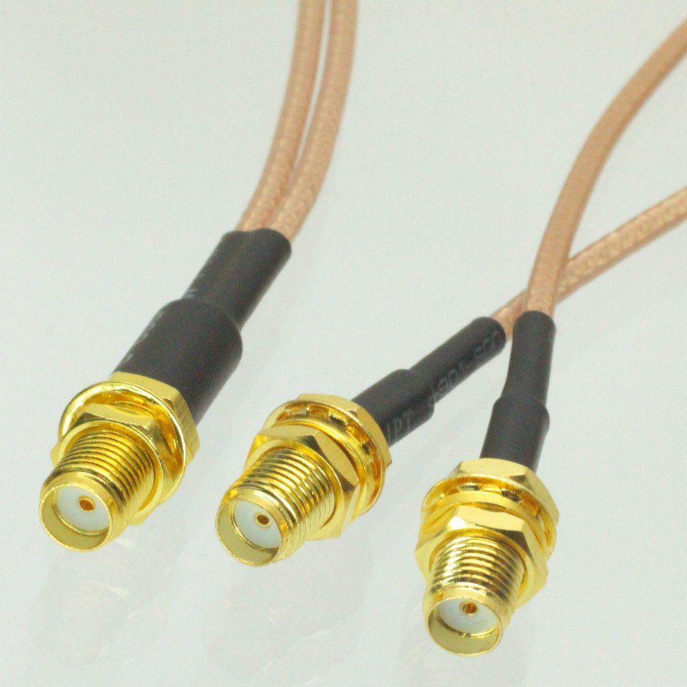 SMA Female to Y 2X SMA Jack Female Splitter Combiner Pigtail RG316 1F2F Quick USA Shipping