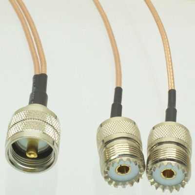UHF PL259 Male Plug to Y 2X SO239 Female Splitter Combiner Pigtail RG316 1M2F Quick USA Shipping