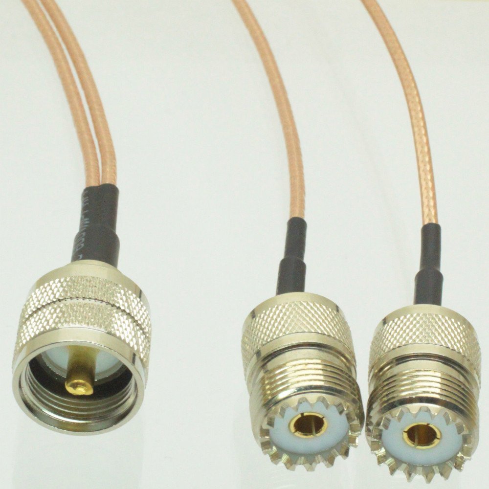 UHF PL259 Male Plug to Y 2X SO239 Female Splitter Combiner Pigtail RG316 1M2F Quick USA Shipping