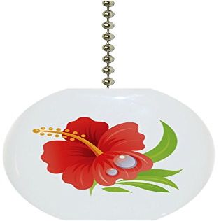 Tropical Hibiscus Flower Solid Ceramic Fan Pull