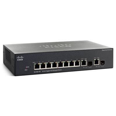 Cisco Small Business Sg300-10P - Switch - L3 - Managed - 8 X 10/100/1000 (Poe) + 2 X Combo Gigabit Sfp - Desktop, Rack-Mountable - Poe "Product Type: Networking/Lan Hubs & Switches"