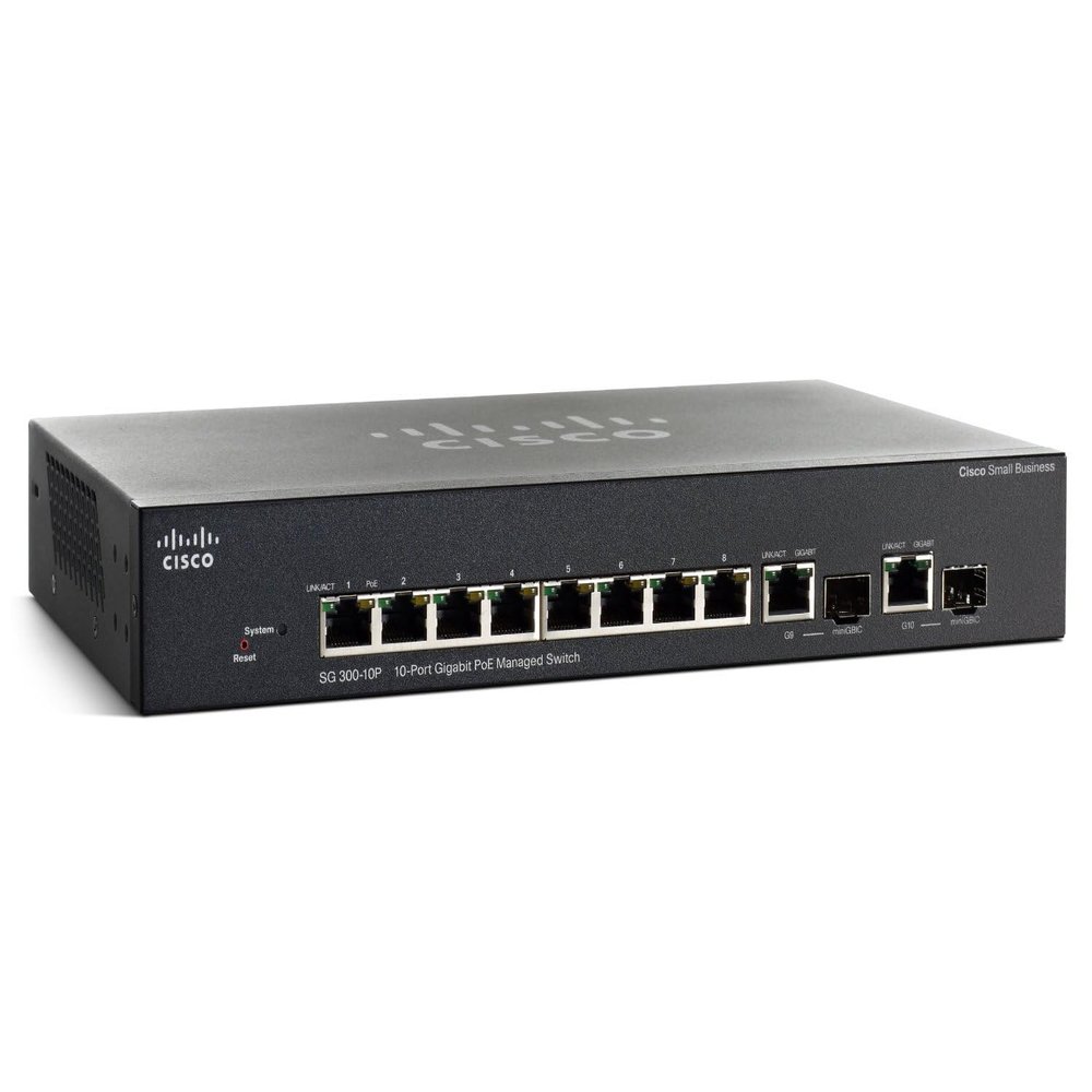 Cisco Small Business Sg300-10P - Switch - L3 - Managed - 8 X 10/100/1000 (Poe) + 2 X Combo Gigabit Sfp - Desktop, Rack-Mountable - Poe "Product Type: Networking/Lan Hubs & Switches"