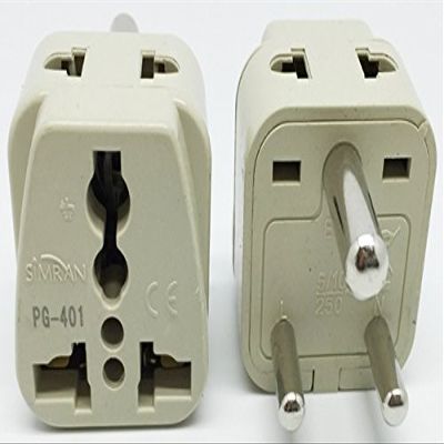 Simran 2-Outlet Universal USA to India Plug Adapter CE and RoHs Compliant, Model PG-401