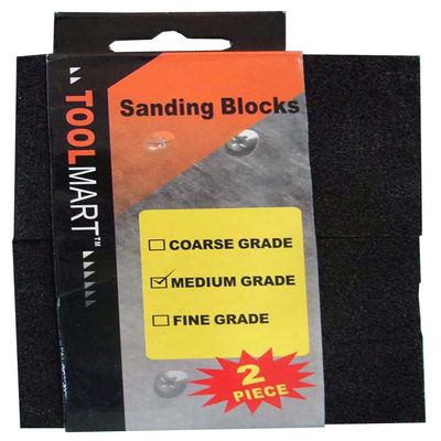ToolUSA 2-Piece Sponge Rubber Sanding Blocks | 4" (10.2 cm) Medium Grit | Ergonomic & Dual-Sided Design