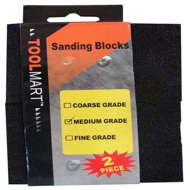 ToolUSA 2-Piece Sponge Rubber Sanding Blocks | 4" (10.2 cm) Medium Grit | Ergonomic & Dual-Sided Design