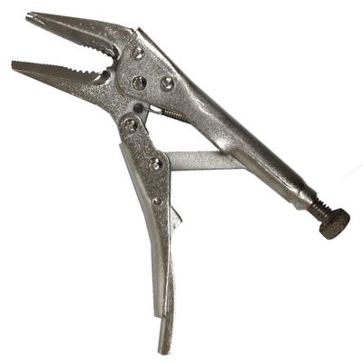 PLIER KING 4" (10.2 cm) Locking Long Nose Mini Plier | Heat-Treated Steel | Chrome Finish | Adjustable Grip | Quick Release
