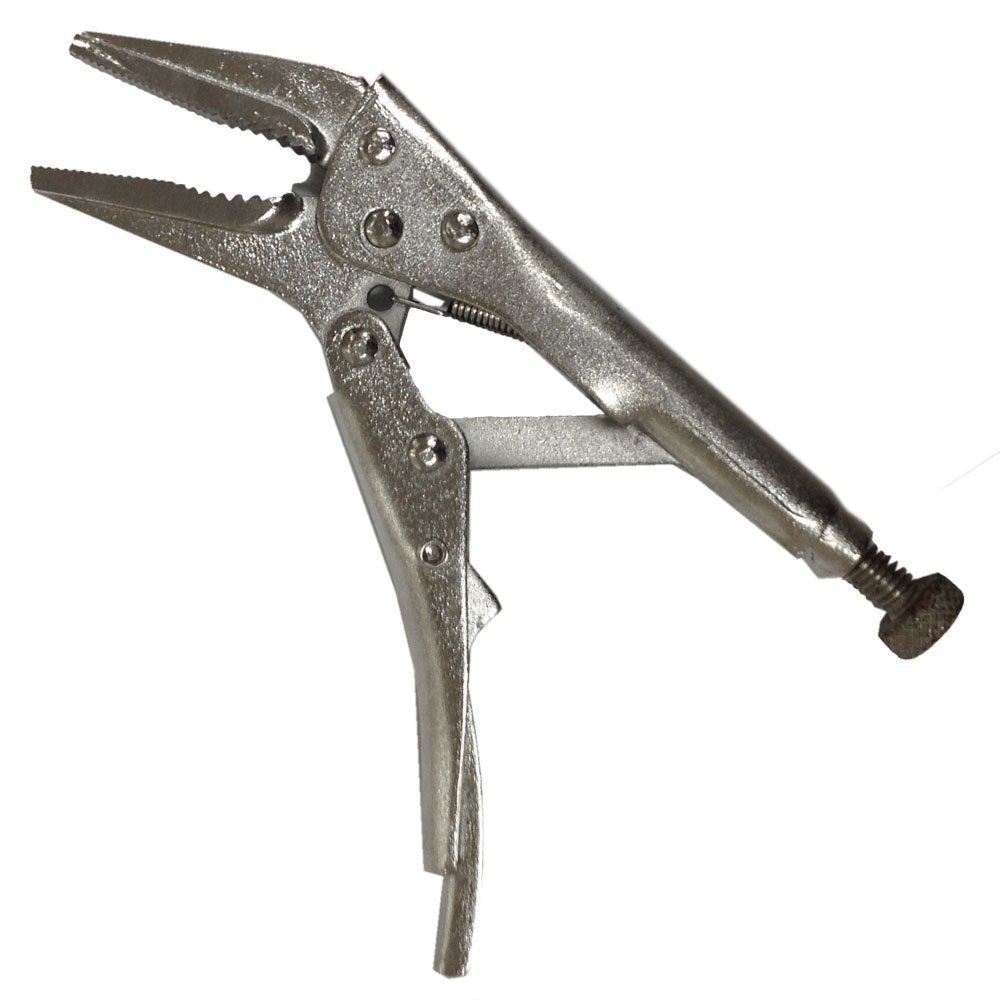 PLIER KING 4" (10.2 cm) Locking Long Nose Mini Plier | Heat-Treated Steel | Chrome Finish | Adjustable Grip | Quick Release