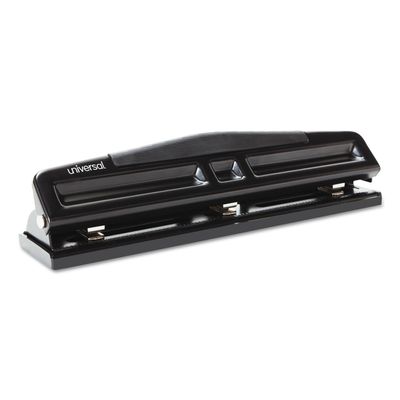 Universal 74323 12-Sheet Deluxe Two- and Three-Hole Adjustable Punch, 9/32-Inch Holes, Black