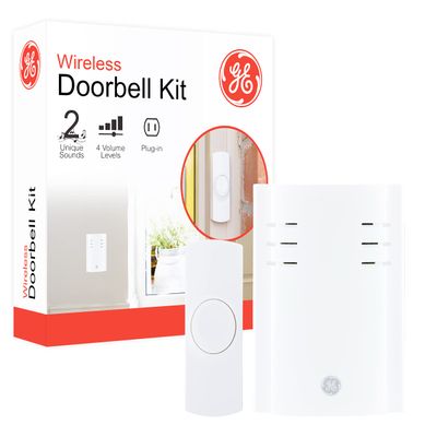 GE UltraPro Wireless Doorbell Kit, Plug-in Receiver, 1 Push Button