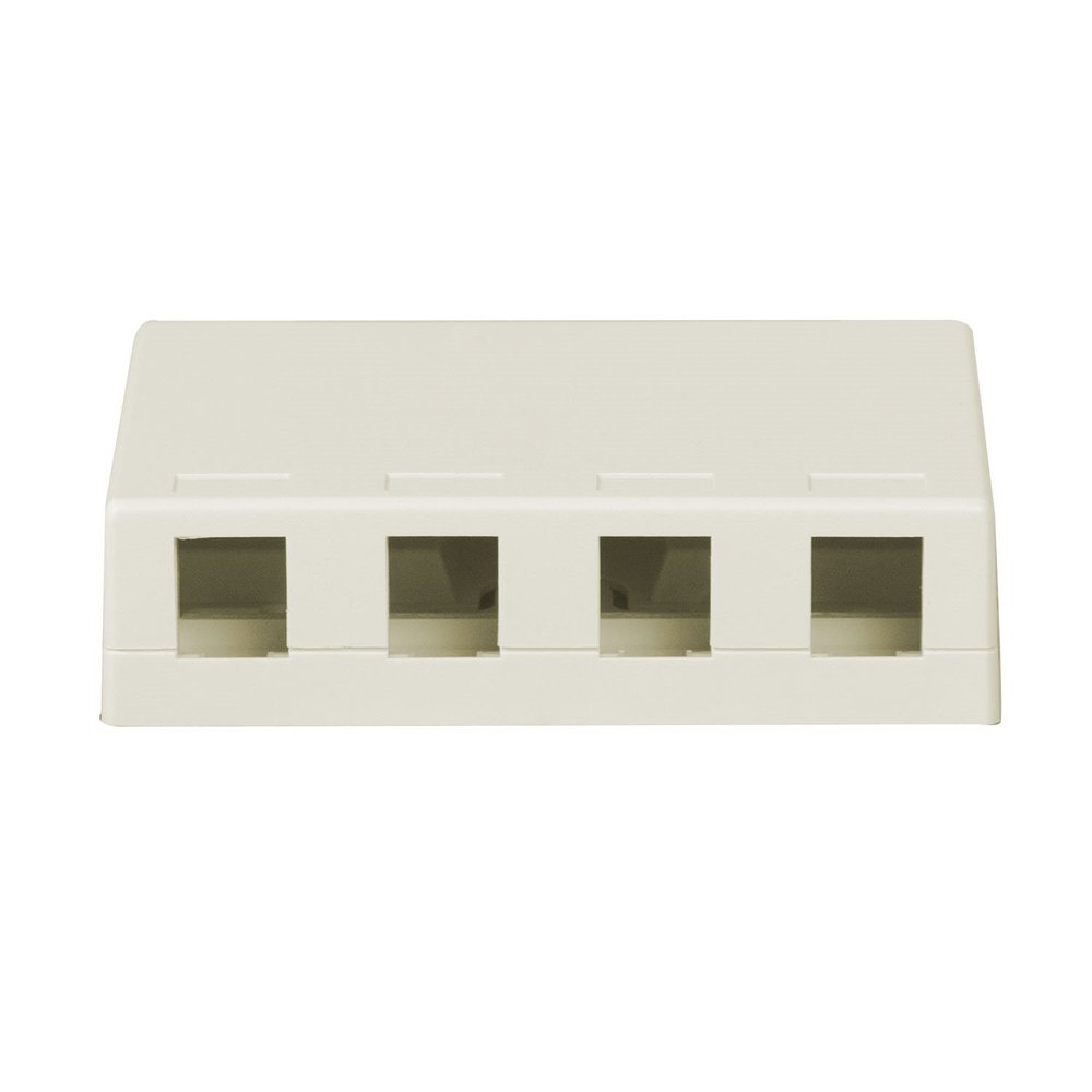 Legrand On-Q WP3504WH 4 Port Surface Mount Box For Phone Or Data Fits Any Keystone Insert Plastic Box Mounts To Wall White