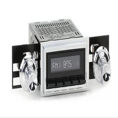 RetroSound HB-126-09-79 Hermosa Direct-Fit Radio for Classic Vehicles (Black Face and Buttons, Chrome Bezel)