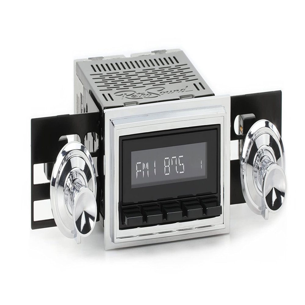 RetroSound HB-126-09-79 Hermosa Direct-Fit Radio for Classic Vehicles (Black Face and Buttons, Chrome Bezel)