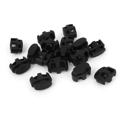 uxcell Plastic Dual Hole Spring Loaded Drawstring Cord Toggles Fastener 16pcs