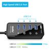 USB 3.0 Hub, atolla 4 Ports Super Speed USB 3 Hub Splitter with On Off Switch with 1 USB Charging Port (Cable Length 2 Feet, No AC Adapter) (4-Port hub) view 2