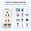 Upgraded 2000W 220V to 110V Converter for European Travel, Voltage Converter US to Europe for Hair Dryer Straightener Curling Iron, 2300W Adapter with EU/UK/AU/US Plugs for Laptop Camera Cell Phone view 2