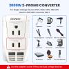Upgraded 2000W 220V to 110V Converter for European Travel, Voltage Converter US to Europe for Hair Dryer Straightener Curling Iron, 2300W Adapter with EU/UK/AU/US Plugs for Laptop Camera Cell Phone view 3