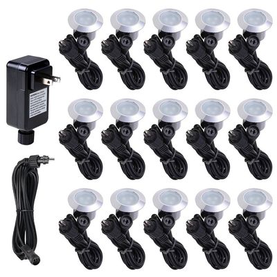 Yescom LumeStar 15-Pack 3000K Warm White LED Deck Lights Outdoor Waterproof