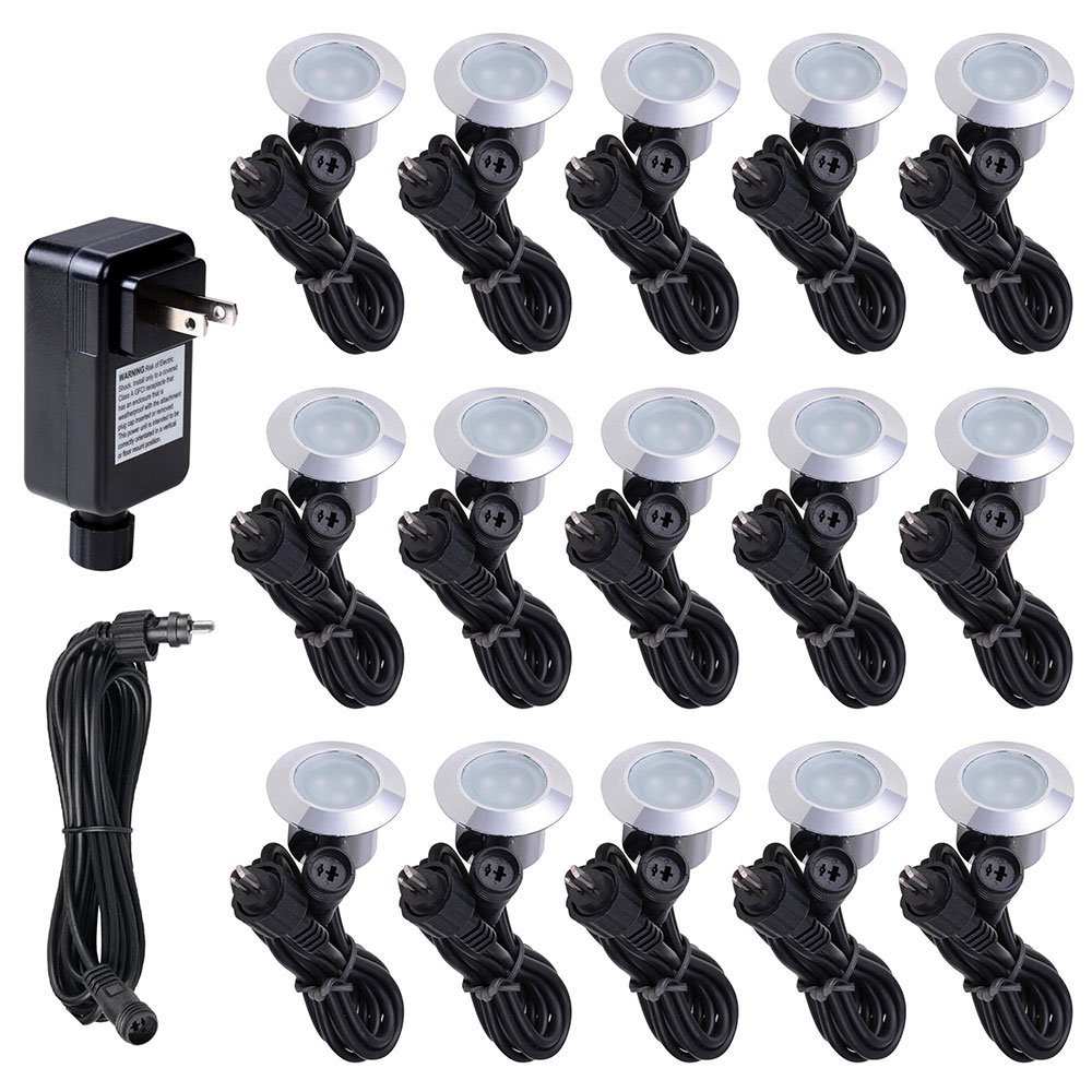 Yescom LumeStar 15-Pack 3000K Warm White LED Deck Lights Outdoor Waterproof