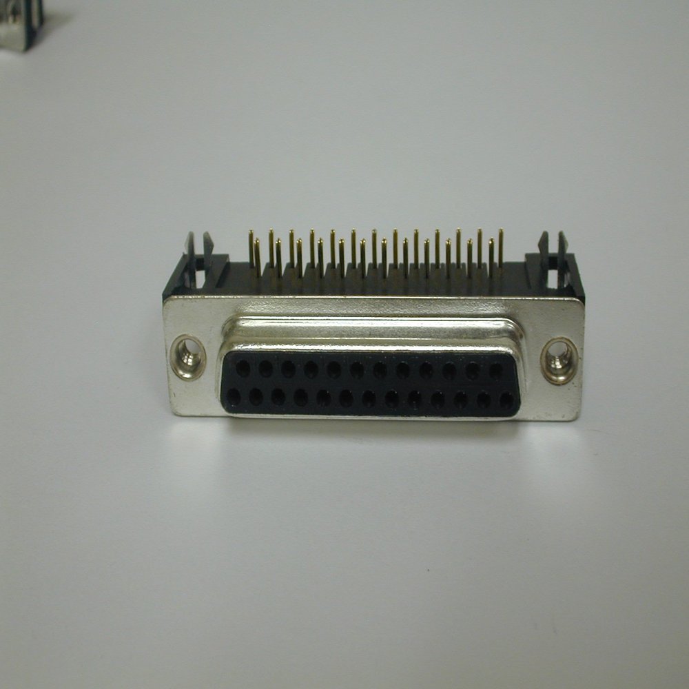 4731-25-41-P1 NorComp Inc. DB25 Female R/A PCB mounted metal shell D-Sub w/ 4-40 Insert, Inside Ground Strap & Board Lock(5/PKG) Non-RoHS