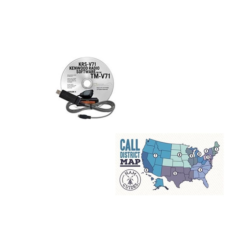 RT Systems USB Cable & RT Systems Software TM-V71A and Ham Guides TM Pocket Reference Card Bundle
