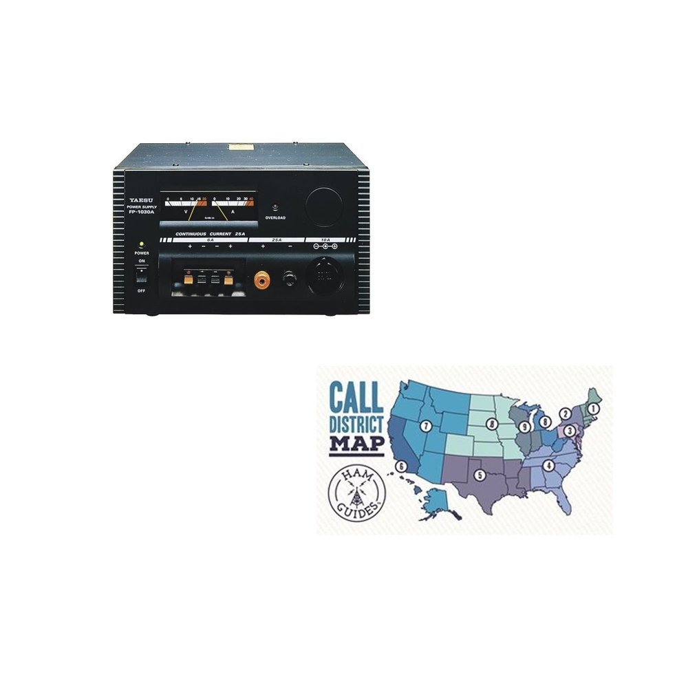 Yaesu FP-1030A 30A Power Supply W/Meters and Ham Guides TM Pocket Reference Card Bundle