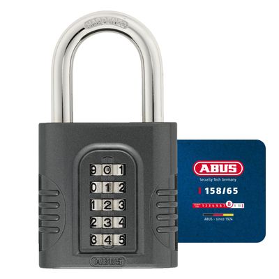 ABUS Combination Lock 158/65 - Padlock, Die-Cast Zinc, 5-Digit, Level 8