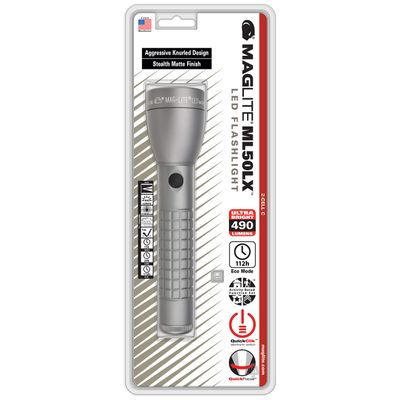 Maglite ML50LX 2-Cell C LED Flashlight, Adjustable Beam, Water-Resistant, Multiple Light Modes, Long Runtime, Tactical-Style Grip  Urban Gray