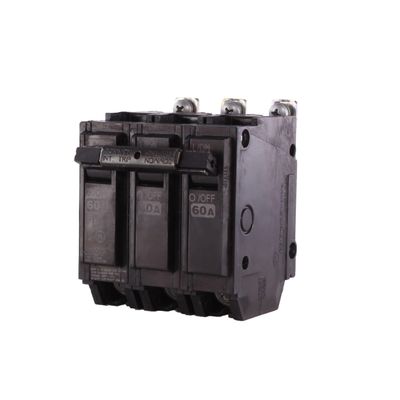 ABB TEY/Q-Line THQB32060 3-Pole Miniature Circuit Breaker 60A Triple Pole Breaker 120/240 VAC, 10 kA Interrupt Thermal Magnetic Trip Bolt-On Installation Residential & Commercial Use