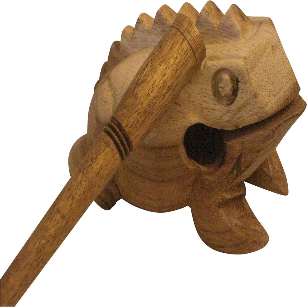 WitnyStore Croaking Frog Handcrafted Carved Wooden Figurine Authentic Folk Art Unique Wood Sound Maker Guiro Decorative Home Decor Sculpture for Adult Collectors