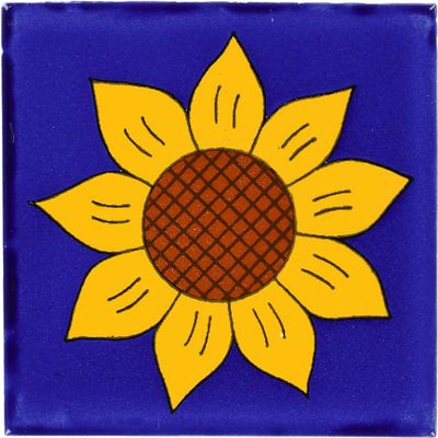 Box of 45-4 x 4 Sunflower 1 - Talavera Mexican Ceramic Tiles
