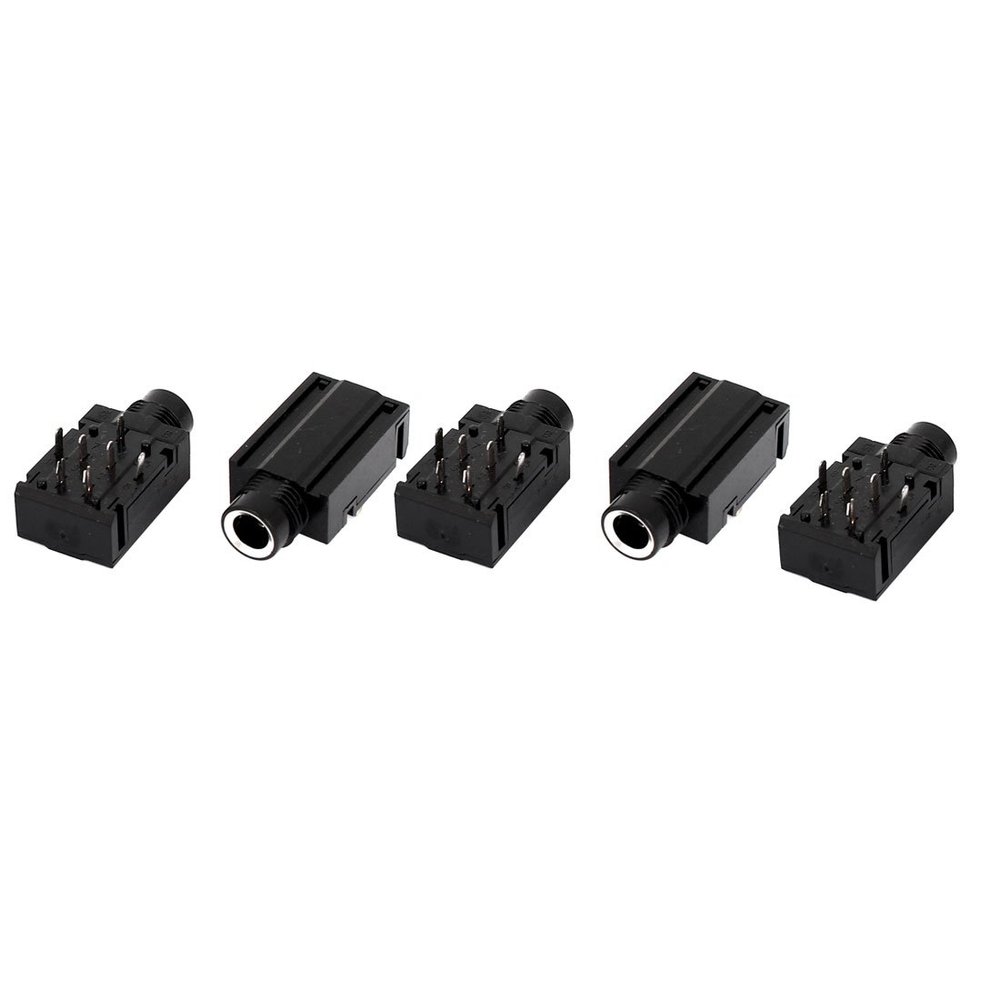 uxcell 6.35mm Headphone Stereo Jack 7 Pins PCB Panel Mount Socket Black 5 Pcs
