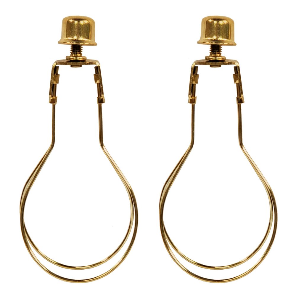 Royal Designs, Inc. CL-2001-BR-2 Heavy Duty Lampshade Clip Adapter with Finial for Round Light Bulbs, 2-Pack, Polished Brass