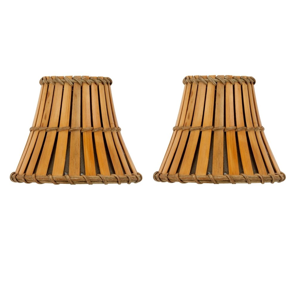 Upgradelights Set of 2 Bamboo Style 5 Inch Chandelier Lamp Shades 3x5x4.5