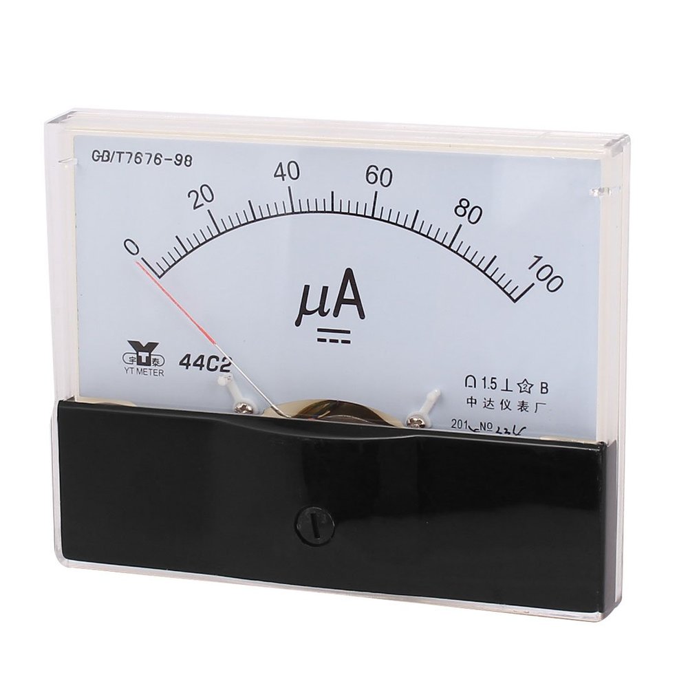 uxcell Analog Current Panel Meter DC 0-100uA 44C2 Ammeter 100x56x80mm