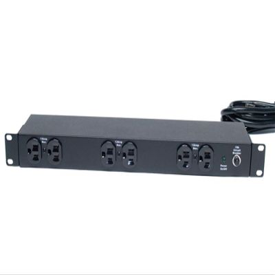 Hoffman DP1N191015S Power Distribution Unit, 15 Amp Surge, 2f and 8b Outlet, 2000J, 1RU