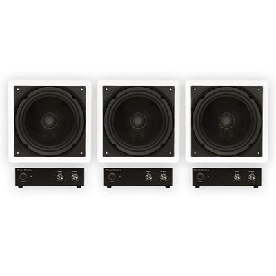 Theater Solutions TS1000 Flush Mount 10" Subwoofer Speaker and Amp 3 Pack