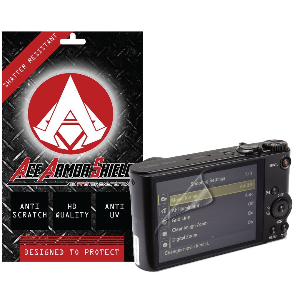 Ace Armor Shield Shatter Resistant Screen Protector for the Sony Cyber-shot DSC-WX300 / Military Grade / High Definition / Maximum Screen Coverage / Supreme Touch Sensitivity /Dry or Wet Easy Installation with free lifetime replacement warranty