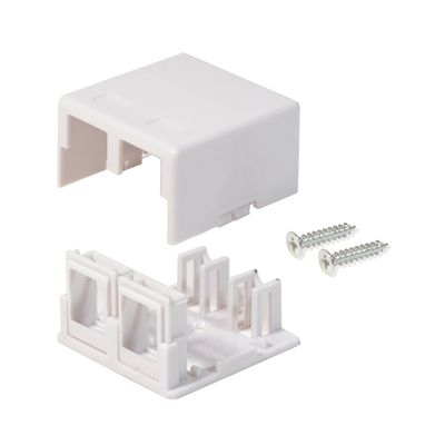 LOGICO Best 10 Pack Surface Mount Box 2 Port Double Hole Keystone Jack Cat5e/Cat6 White