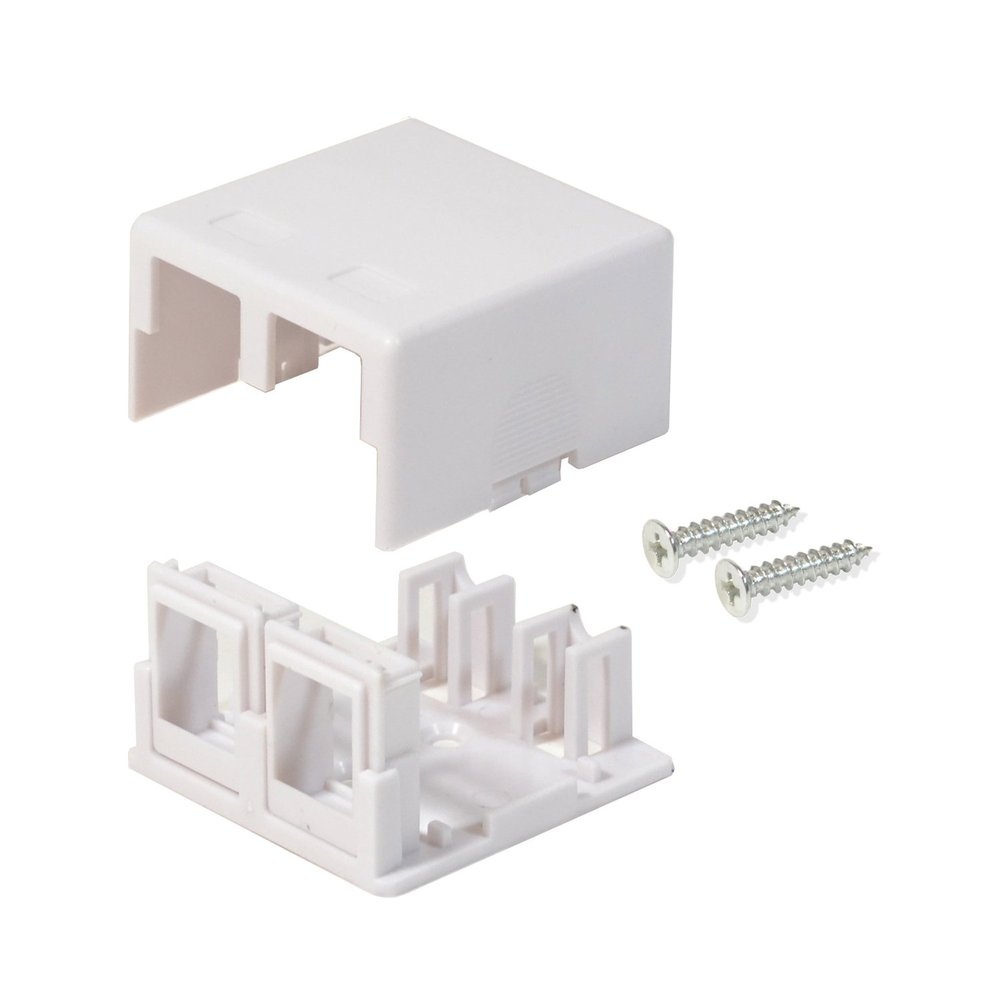 LOGICO Best 10 Pack Surface Mount Box 2 Port Double Hole Keystone Jack Cat5e/Cat6 White